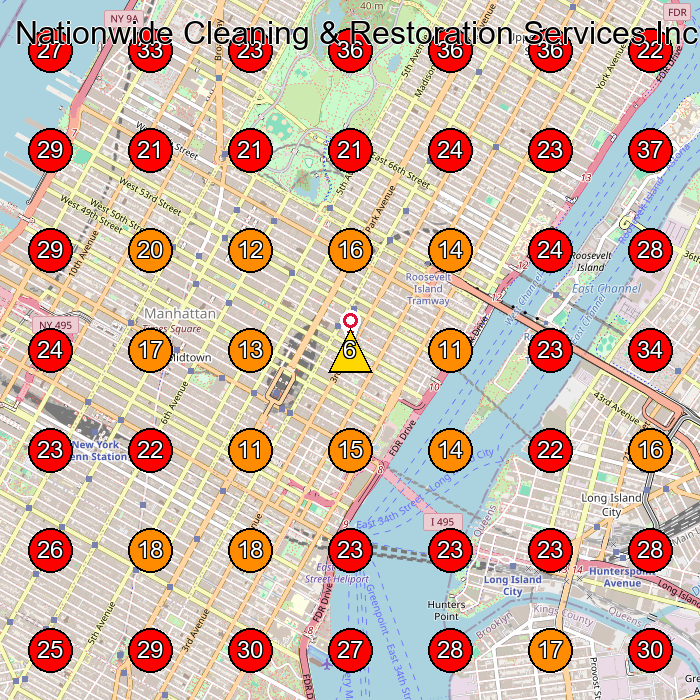 Nationwide Cleaning & Restoration Services Inc GeoGrid visibility map for Water Damage Restoration Service in None
